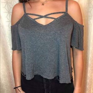 Grey crisscross shirt size medium